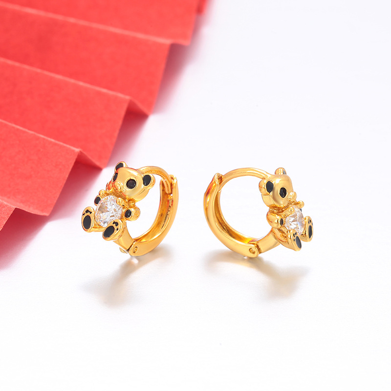 Xuping European and American cross-border cute bear ear buckle copper alloy fashionable light luxury style earrings Geometric circle earrings for women details Picture