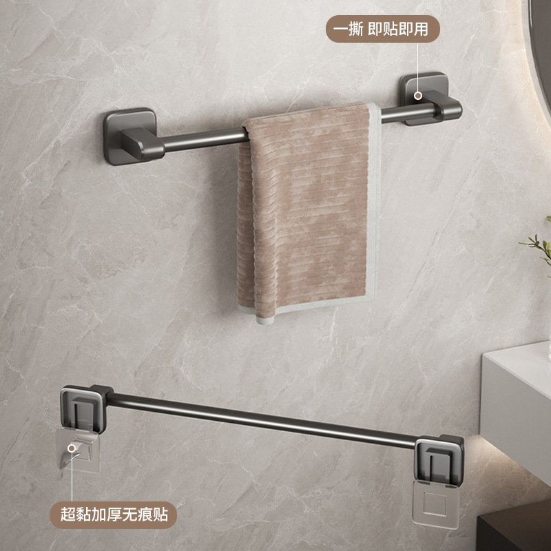 Towel rack, bathroom wall-mounted storage rack without drilling, bathroom towel single pole, toilet and washroom storage hanging rack Application Scenario