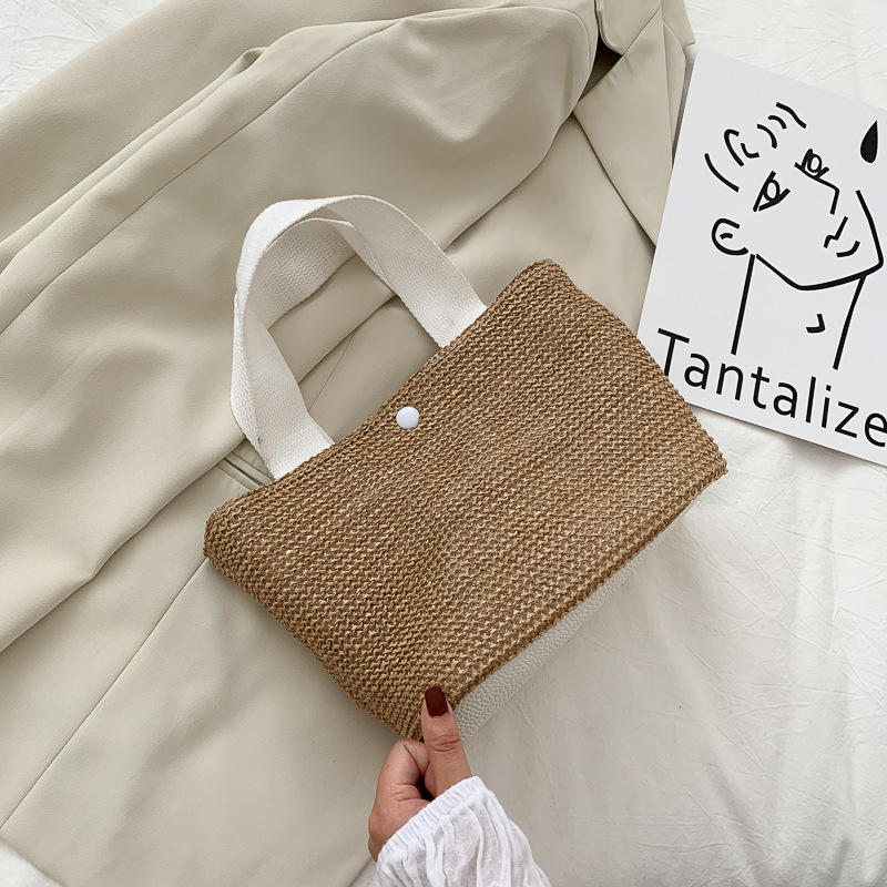 Cross-Border Straw Weaving Bag, Country-Style Fresh And Light Woven Bag, Single-Shoulder Straw Bag, Straw Weaving Fashionable Commuter Women's Bag, Simple And Versatile Handbag, Hand-Held Bag, Handcrafted Straw Weaving Bag Specification drawing