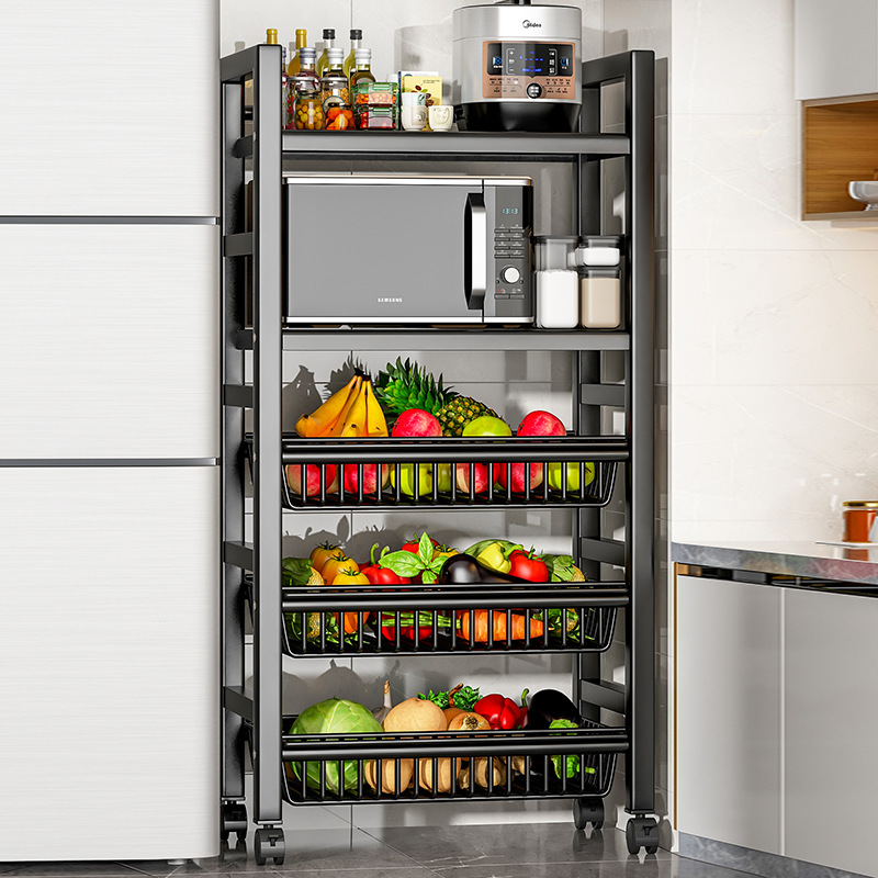 厨房置物架用具收纳菜篮子多功能家用零食储物架微波炉置物收纳架详情图2