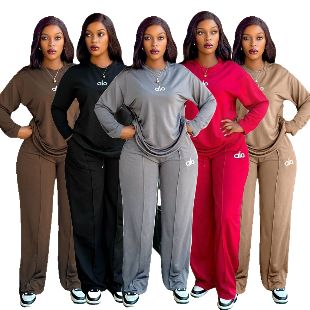 DD0159 European and American women's Cross-border Autumn and winter new alo Fashion Casual Style Versatile Set Wide-leg Two-piece set Item Picture