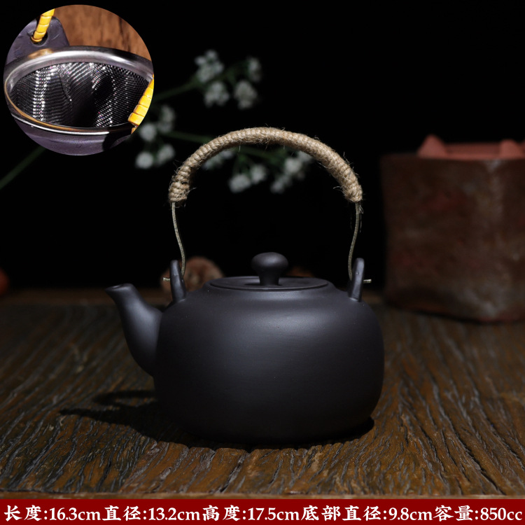 Special offer: Large-capacity purple clay kettle, Gongfu tea set, charcoal stove kettle, household and outdoor handle kettle, suitable for boiling teapots Specification image