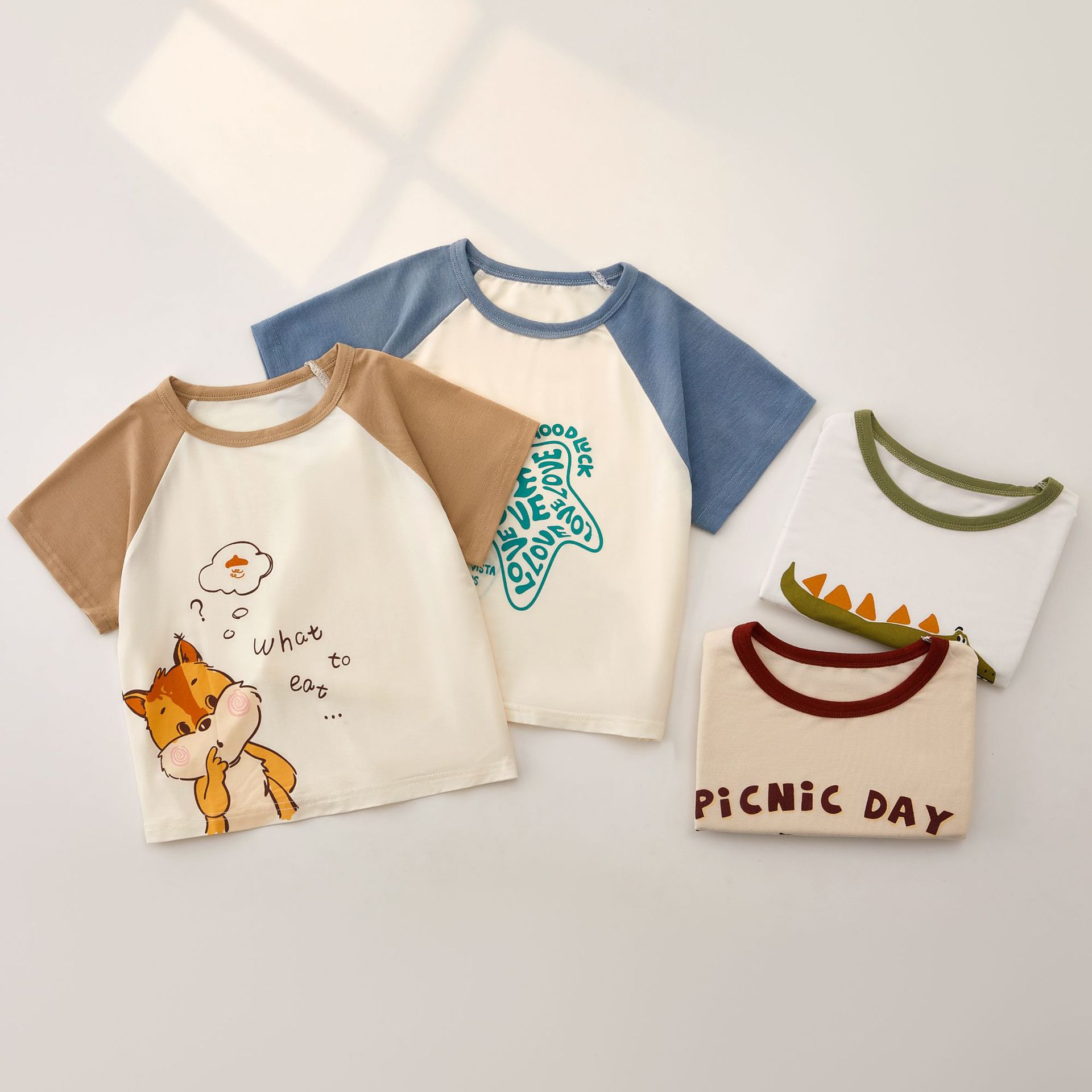 Camiseta de manga corta bebé niño camiseta de manga media ropa modal niño verano niño crash color top