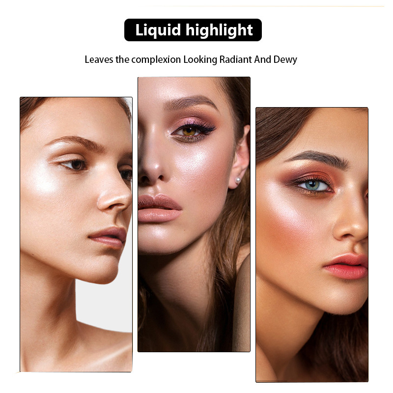 跨境六角边斜面6色高光液提亮脸部眼部修容液外贸批发产品图