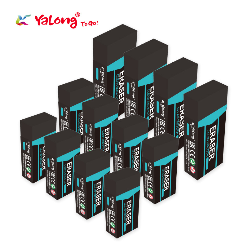 Yalong Classic best-selling standard pencil erasers in various sizes and models, 6B black pencil TPR erasers Application Scenario