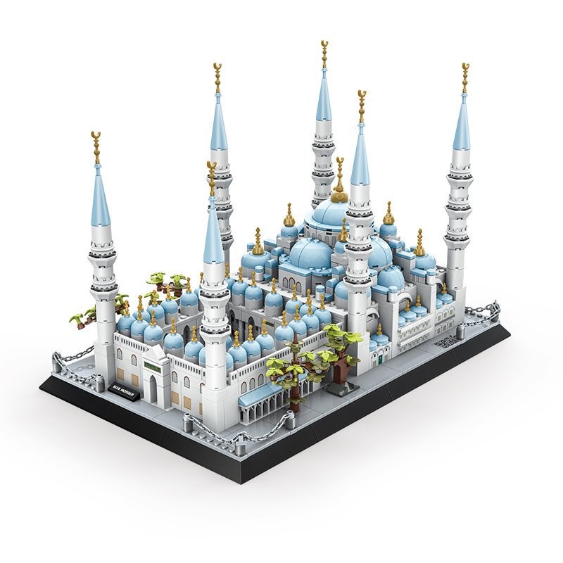 Wan Ge Small Particle educational toy assembly Children's gift for 6-12 years old, Blue Mosque Item Picture