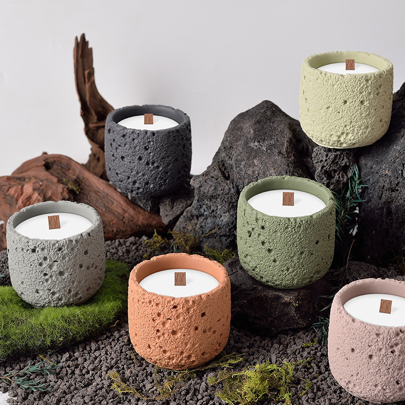 diy cross-border cement space texture scented candle cup, empty candle cup, diffuser stone, flameless scented container decoration Specification image