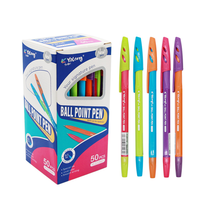 Yalong Cross-border's new color pen barrel design 0.7MM ballpoint pen is a high-quality medium oil pen for schools and offices