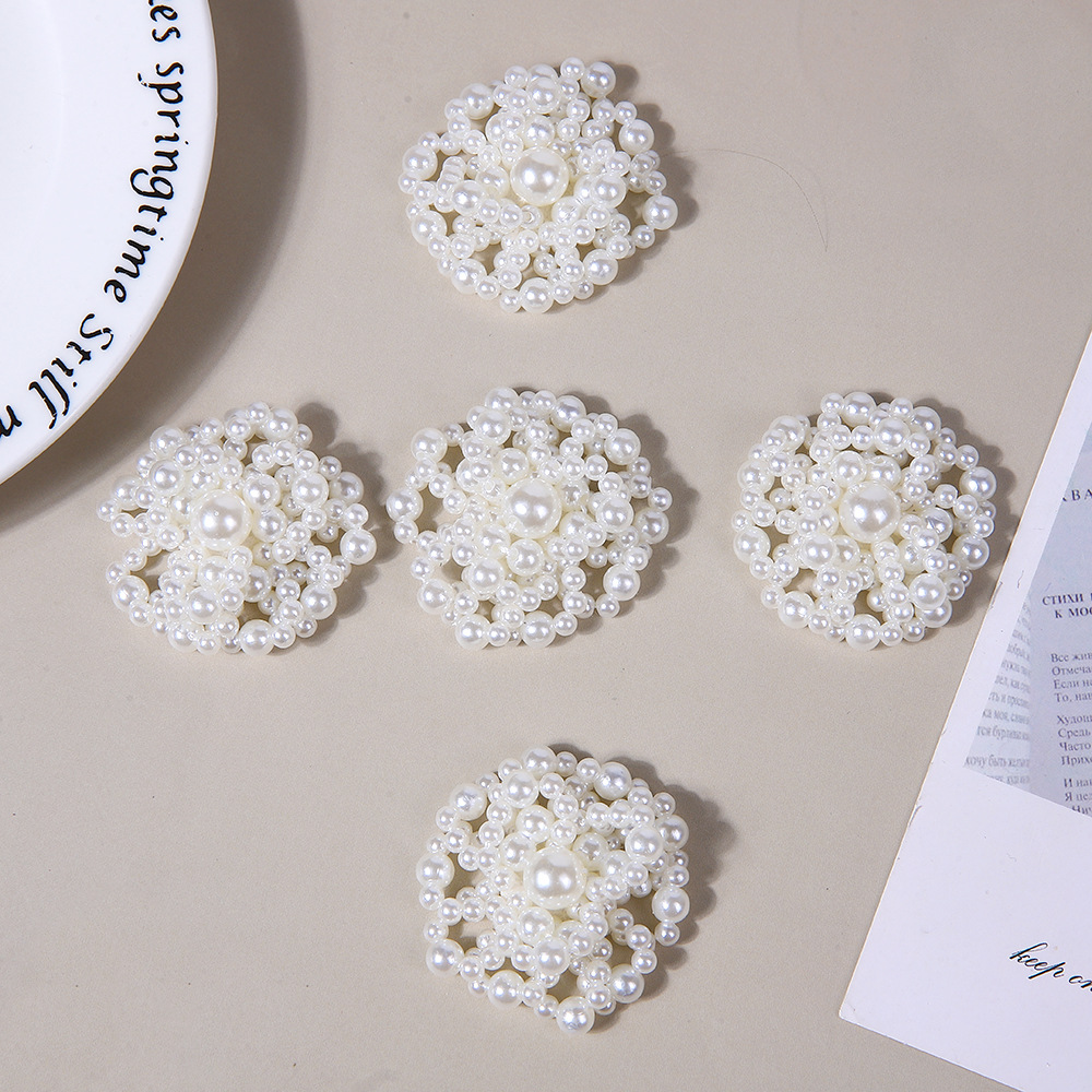 Retro, versatile and elegant double-ring pearl flower diy hand-woven beaded hair clips, hair accessories and earrings material wholesale Retro, versatile and elegant double-ring pearl flower diy hand-woven beaded hair clips, hair accessories and earrings material wholesale