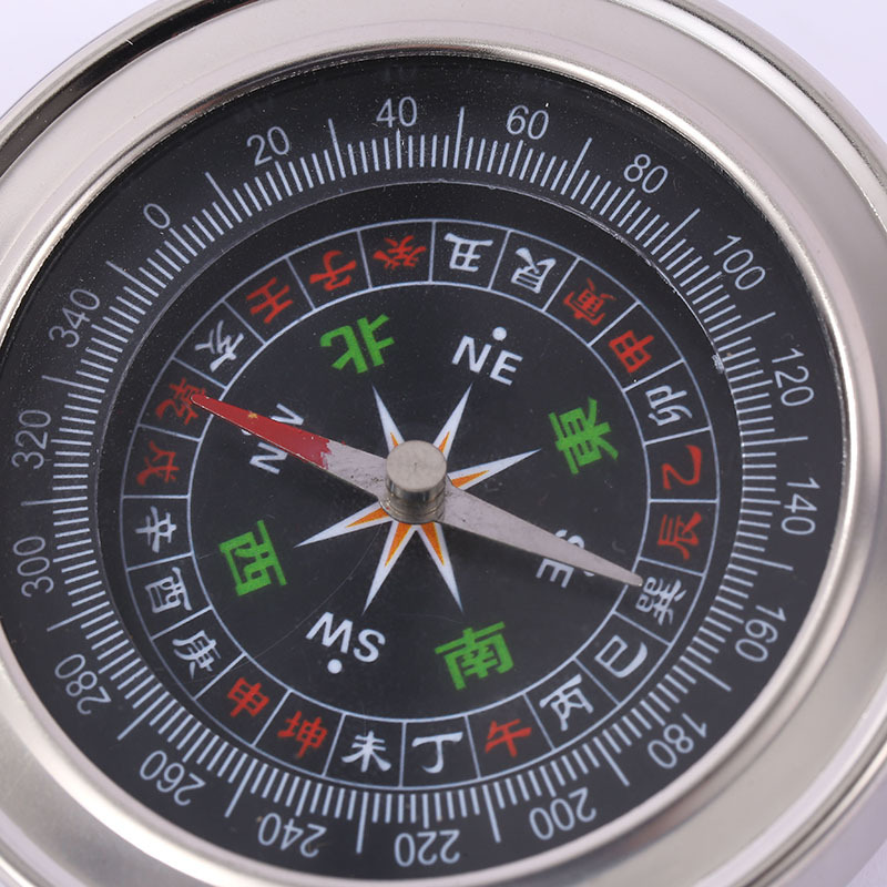 Cross-border stainless steel compass, outdoor equipment, adventure, mountain climbing and camping compass, retro classic luminous compass Specification image