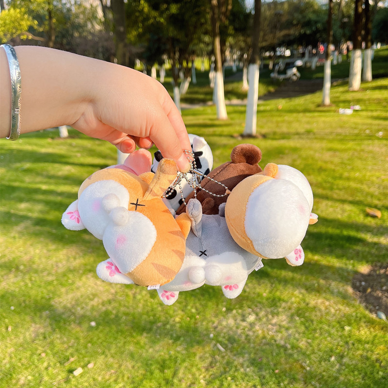 创意毛绒柯基小狗屁屁钥匙扣挂件可爱小猪猫咪屁屁包包挂饰女批发细节图