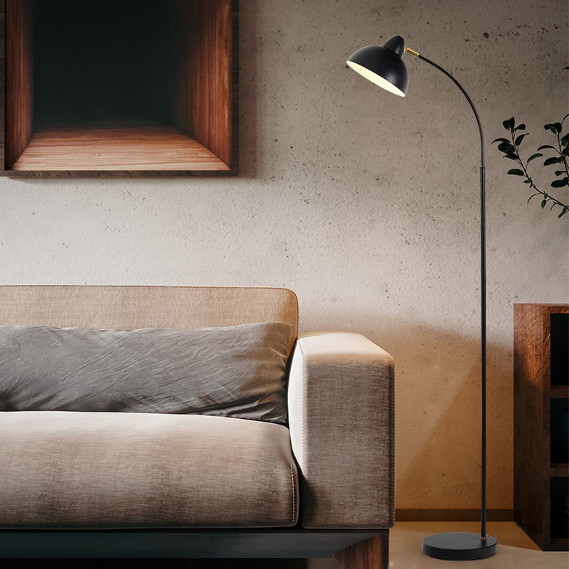 Simple American metal led floor lamp with replaceable bulbs, retro Nordic living room bedroom floor lamp for fishing details Picture