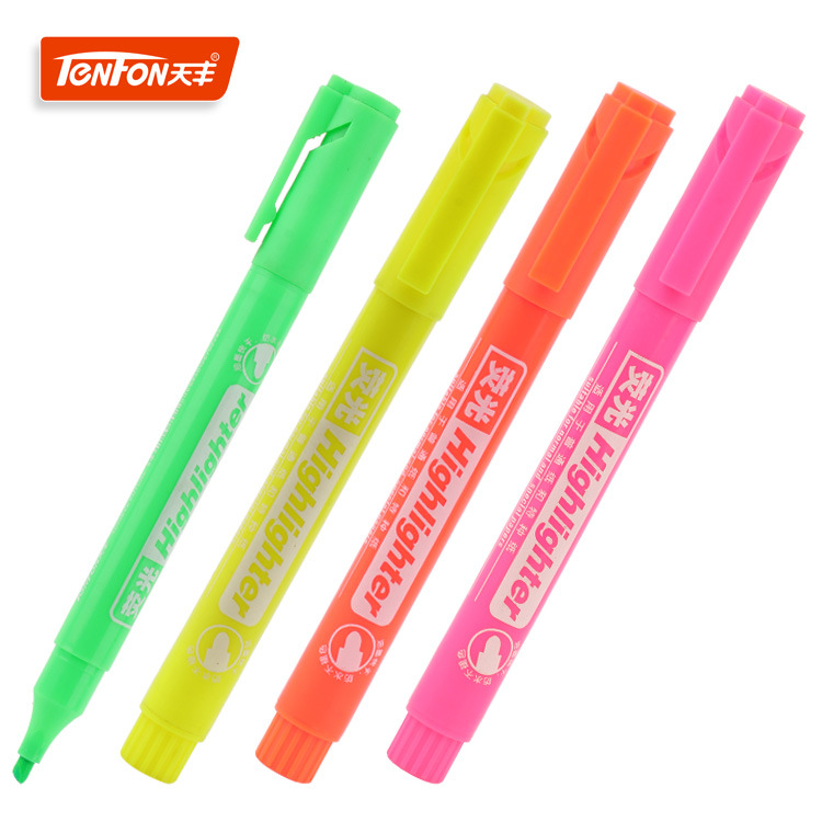 New extended highlighter, plastic highlighter marker 228, Tianfeng six-color Highlighter, Tianfeng Stationery Manufacturer full figure
