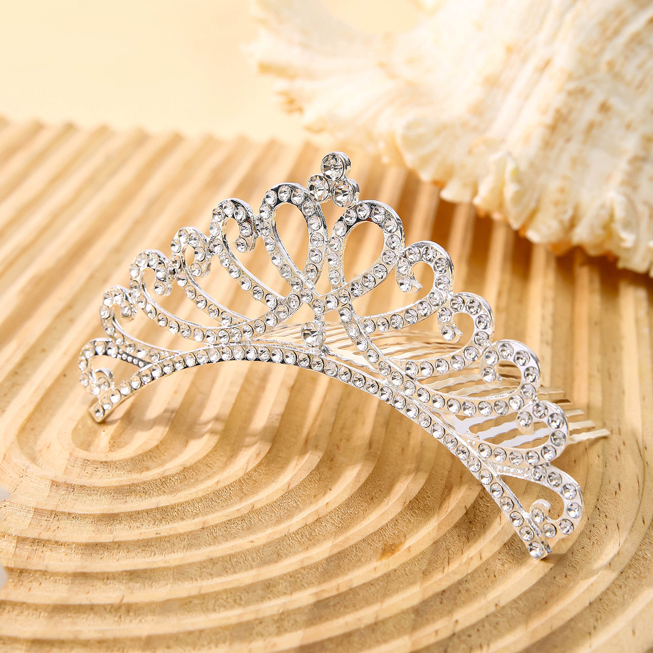 New silver diamond princess headwear, luxurious wedding dress, beauty pageant, super glittering crystal golden eagle goddess hair accessory, hair crown Specification image