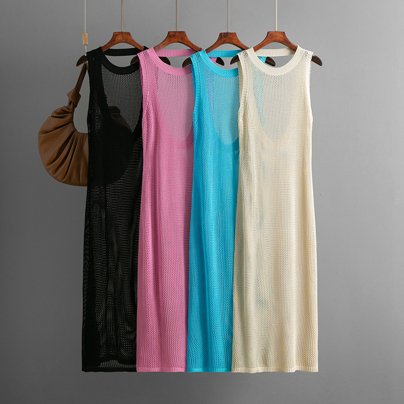 2025 European and American new style sexy cut-out backless beach smock, seaside vacation long dress Bikini smock dress full figure