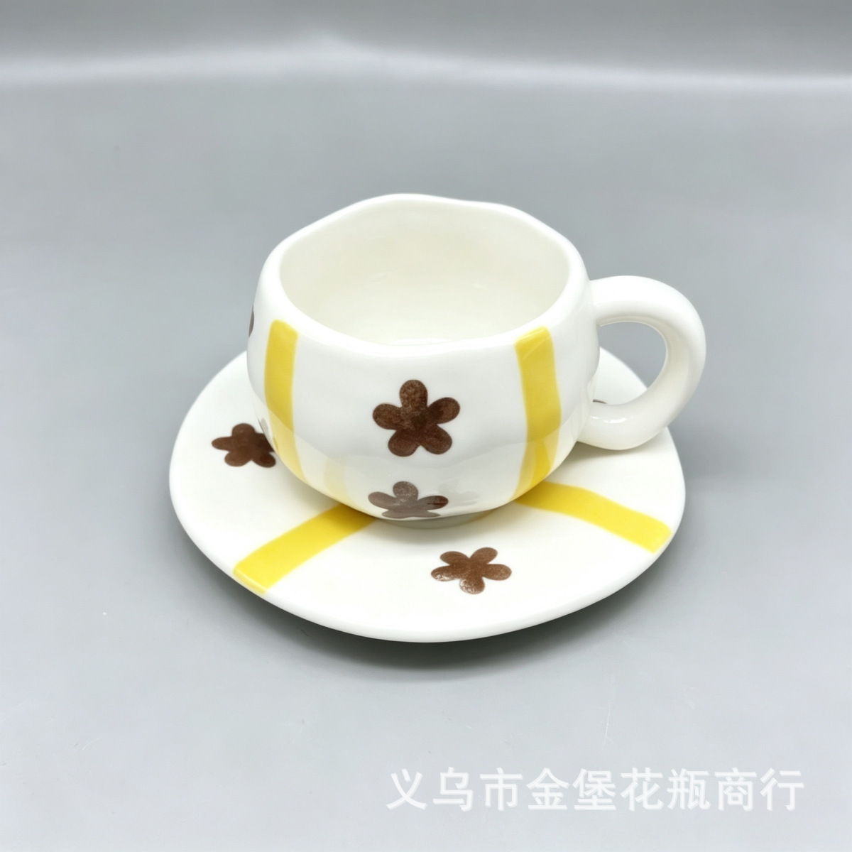 Influencers pintados a mano tazas de café de cerámica floral ins wind home breakfast tazas set fábrica lote details Picture