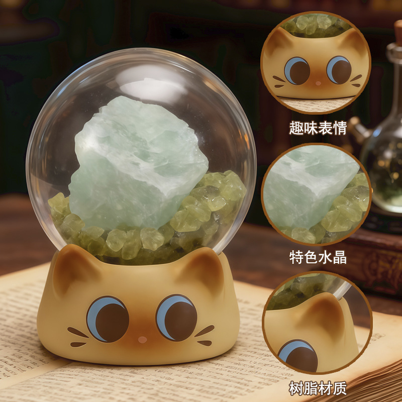 Cute cartoon cat Jingjing Crystal Blind box, creative crystal ball design, desktop decoration gift, gift decoration blind box Application Scenario