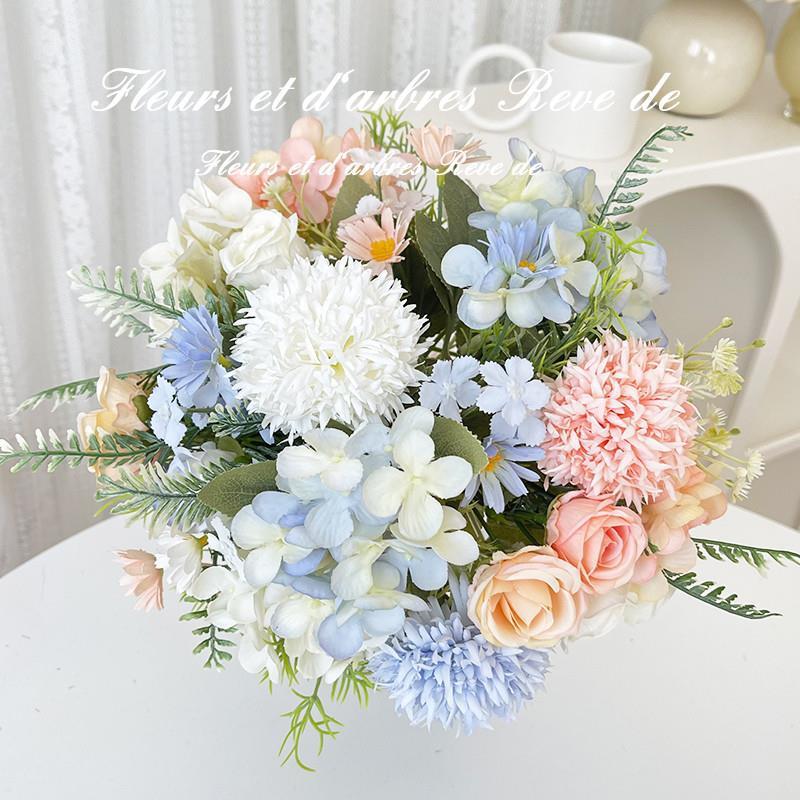 仿真花DIY发饰配件/假花/5朵塑膠花/仿真花/假花批发白底实物图