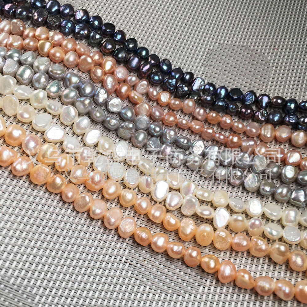 Natural freshwater pearl string beads, isolation beads, perforated loose beads, two-sided glossy pearl DIY necklace and bracelet accessories details Picture