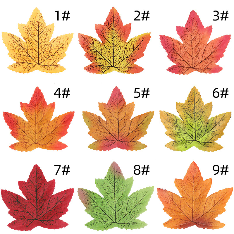 Cross-border supply of simulated maple trees, single maple leaves, autumn colors, red maple leaf photography ornaments, wedding and Halloween decoration leaves details Picture