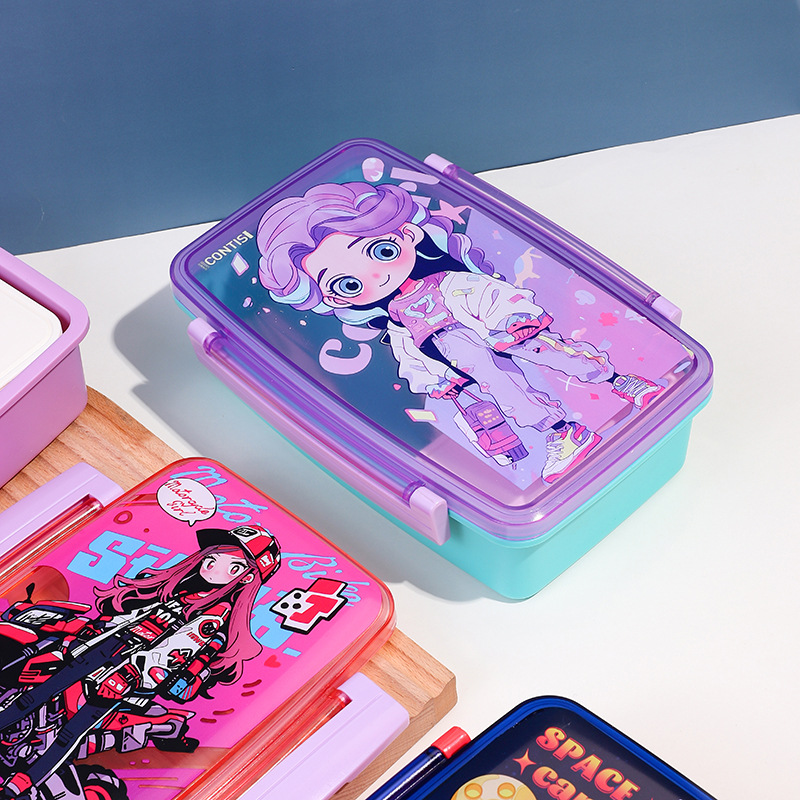 Amazon Cartoon children's lunch box, student with rice sealed lunch box, new microwave-safe lunch box details Picture