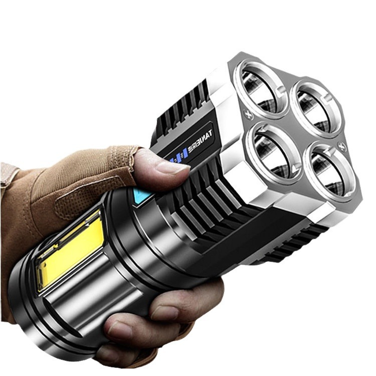 手电筒/小型手电/战术手电筒/太阳能板手电筒/手电筒装电池白底实物图