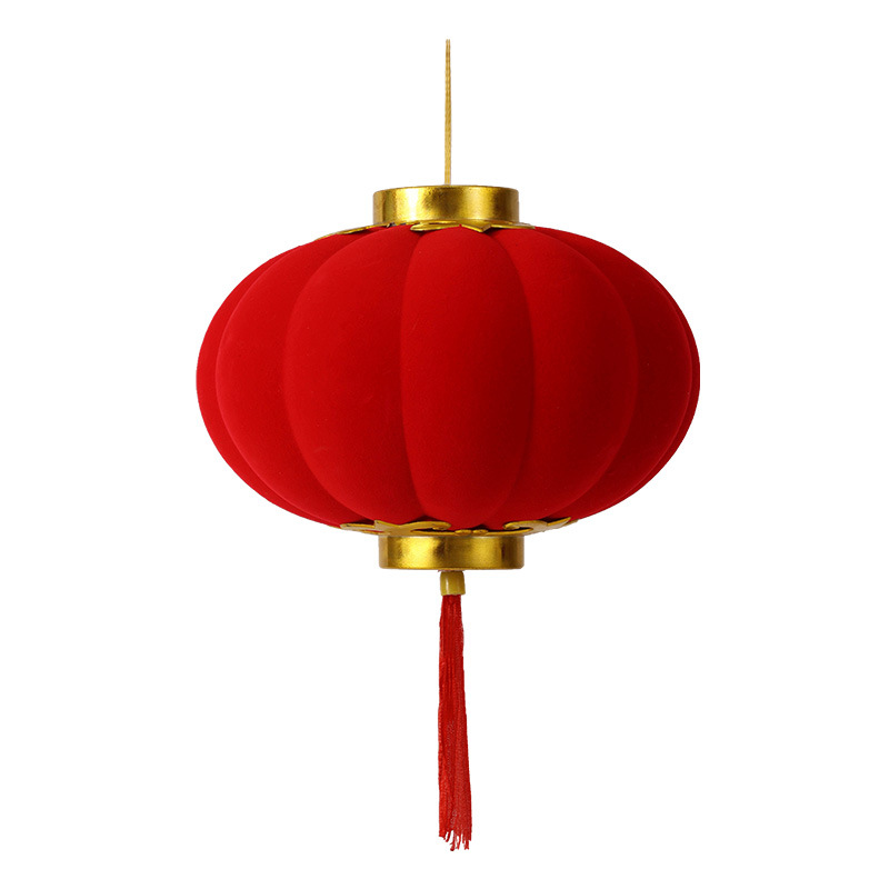 批发植绒球小红灯笼结婚装饰户外布置挂件乔迁新年春节装饰用品