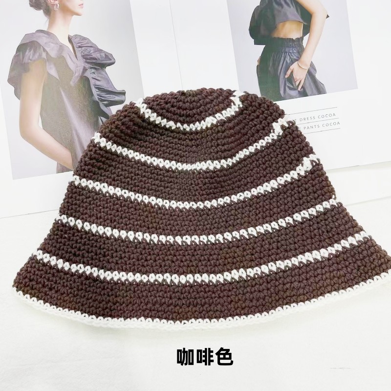 Sombrero mujer otoño invierno casual compras rayas sombrero de pescador versión coreana moda multifuncional punto domo cuenca sombrero plegable maré details Picture