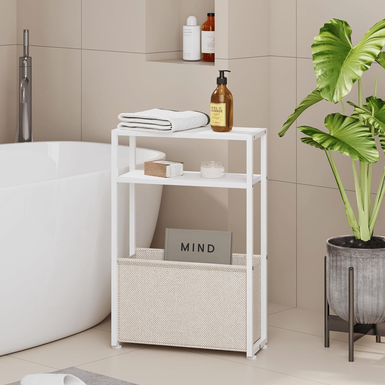 沙发边几边桌子现代简约风带储物篮铁木艺小空间客厅可移动沙发边