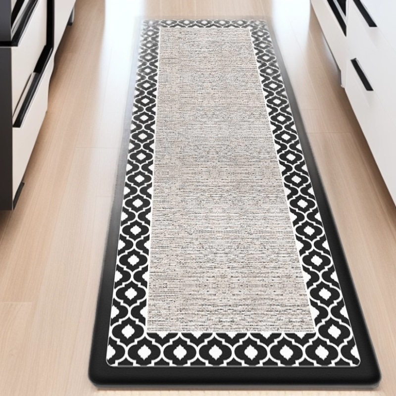 Cross-border kitchen floor mat, thickened PVC anti-fatigue imitation Teslin double-frame mat, waterproof, oil-proof and anti-slip leather mat details Picture