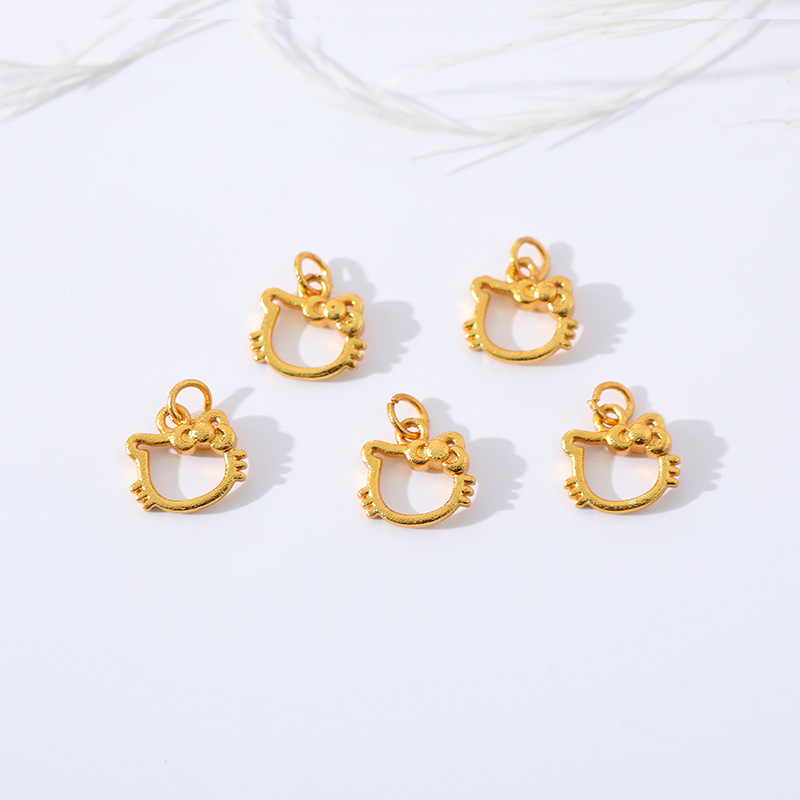 diy bracelet accessories 3D peace, joy, cute cat head carved bracelet pendant jewelry factory direct supply details Picture