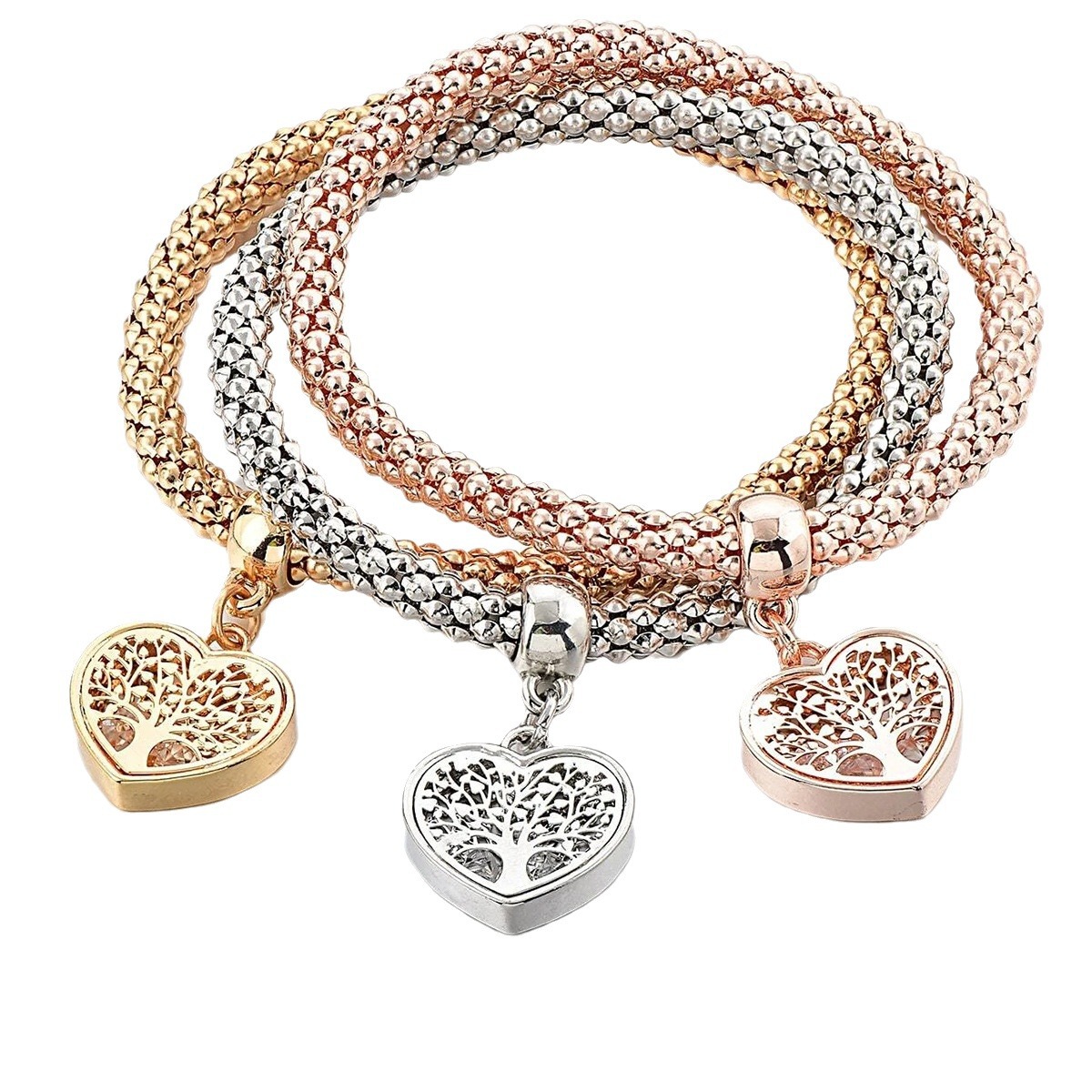 Cross-border best-selling European and American exaggerated export corn chain elastic bracelet, creative life tree crystal diamond pendant bracelet Item Picture