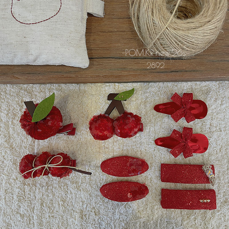 Ladies' red hair clips, headbands, straight clips, moissanite accessories, alloy clips, false hair accessories Specification image