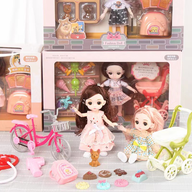 Children's toy simulation Tongle Barbie doll set gift box girl dress-up toy princess extra-large gift