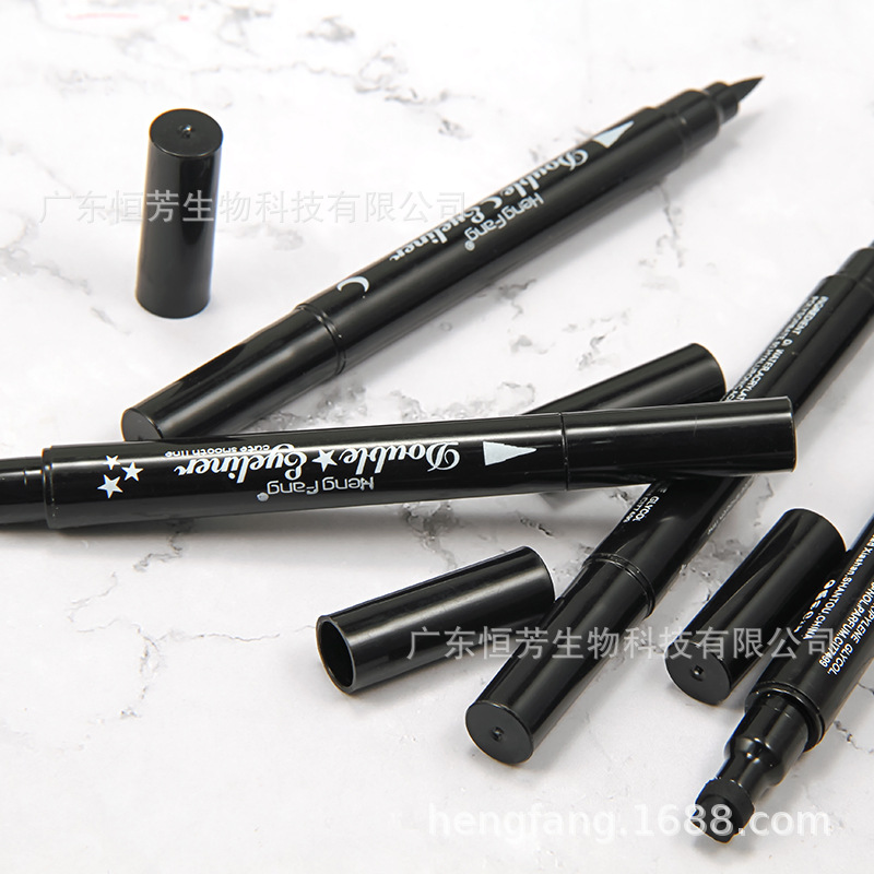 Hengfang Cross-border Big Eye Thick Black Double-head Seal Eyeliner Pen Heart Star Moon Flower Seal Eyeliner Lazy Person Seal Specification image