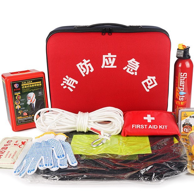 Fire four-piece set: Emergency kit, fire escape and self-rescue set, fire extinguisher for hotels, guesthouses, rental houses and homestays details Picture