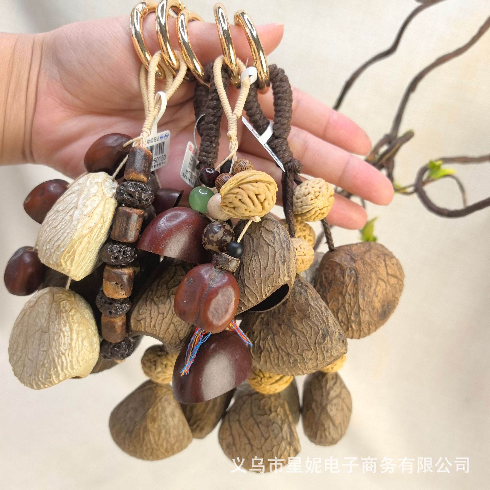 印尼大橡果壳手作果壳风铃包挂治愈系美拉德棕色系高级感钥匙扣细节图
