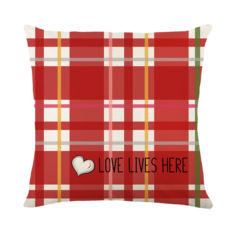 Amazon's new Valentine's Day sofa cushion cover, polyester printed checkered home decoration pillow Application Scenario