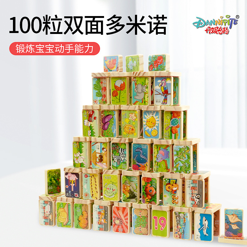 丹妮奇特AR智能多米诺积木玩具木制积木认知多米诺益智早教玩具