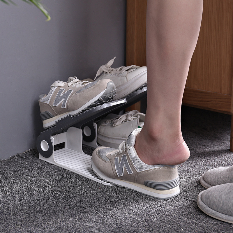 Plastic shoe rack and shoe support, parent-child splicing, fourth-generation adjustable, simple and creative home storage, European-style shoe cabinet for home use Specification image