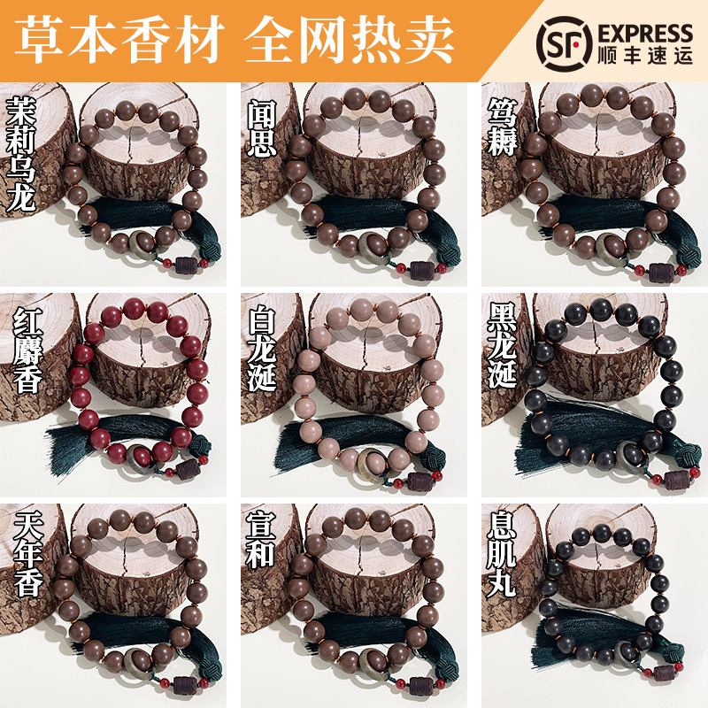 Fabricante al por mayor hexiang beadstring de mano método antiguo natural para refinar hierbas medicinales DIY seis palabras proverbio perlas de buda para hombres y mujeres pulsera details Picture