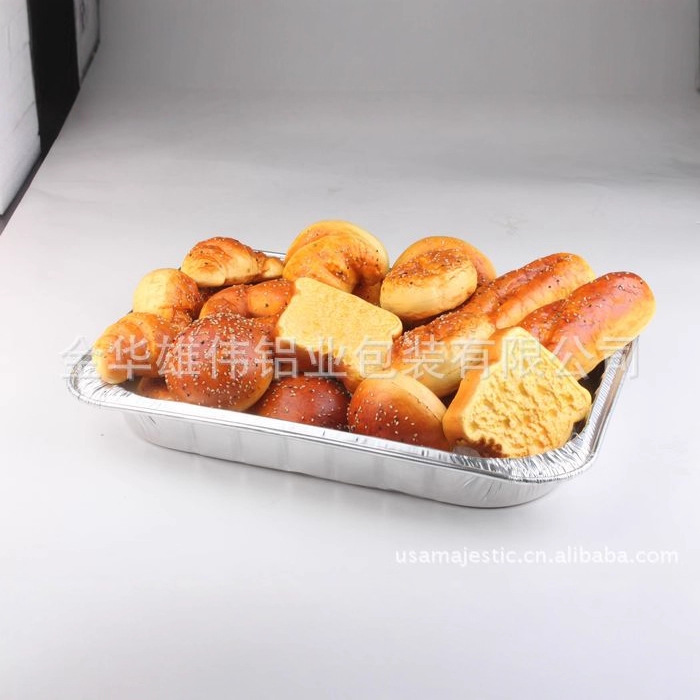 Disposable tin foil box, barbecue plate, grilled fish and seafood takeout, aluminum foil box, rectangular with lid, thickened and durable Specification image