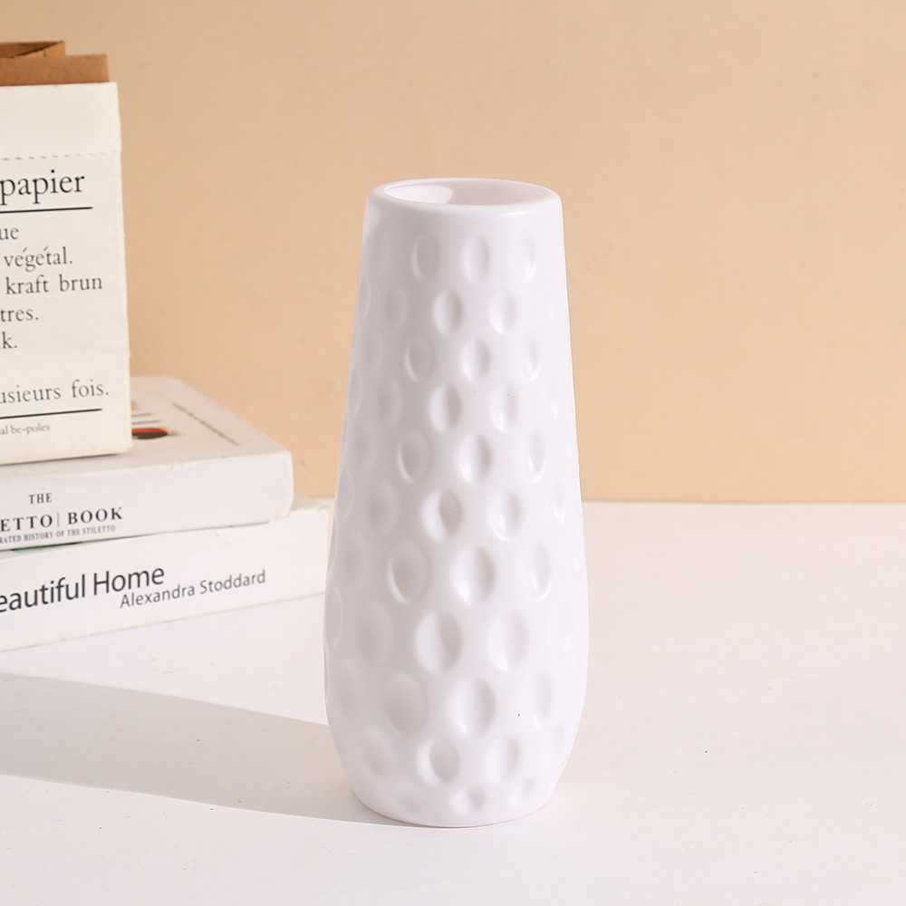 Modern creative simulation flower arrangement vase, simple plastic decorative item for home living room, round-mouthed desktop flower arrangement Application Scenario