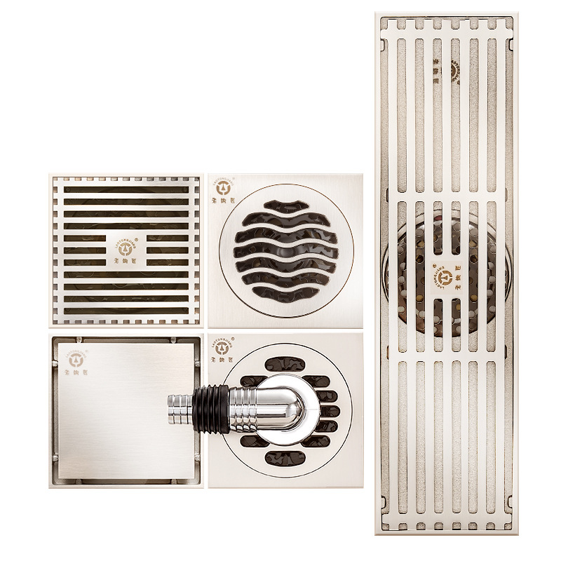 Old Coppersmith pure copper floor drain, cream wind large flow volume floor drain, washing machine, bathroom, shower, all-copper floor drain, anti-odor Item Picture