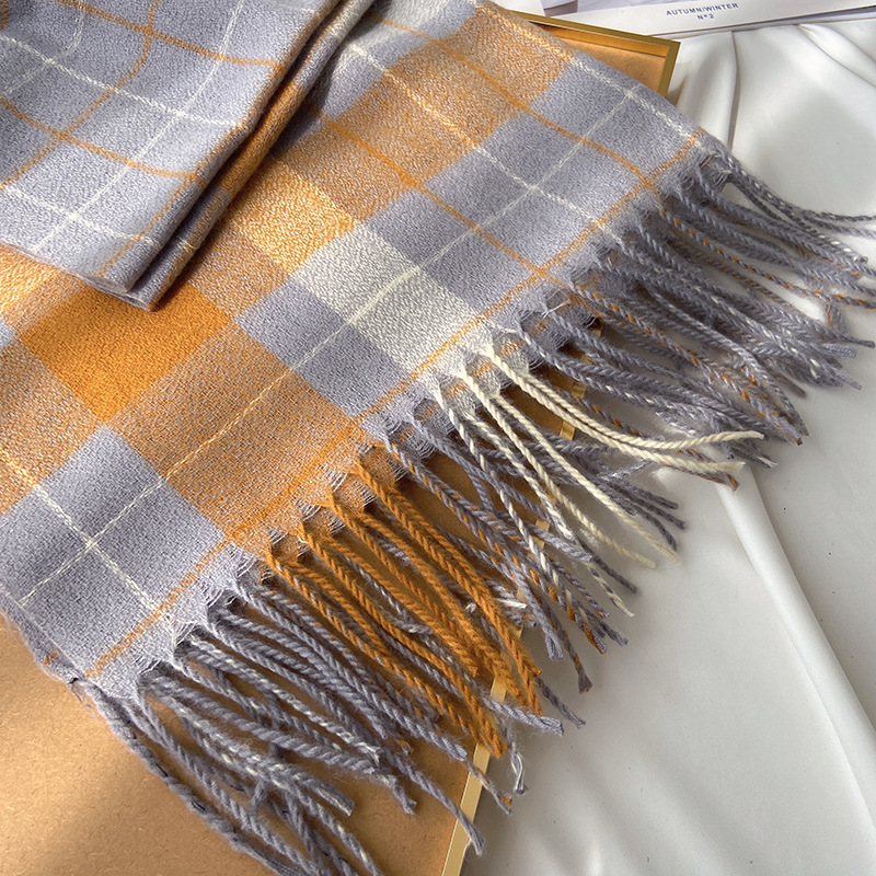 A new British classic faux cashmere dual-purpose scarf for women's autumn and winter, available for wholesale at street stalls in 2023 Application Scenario
