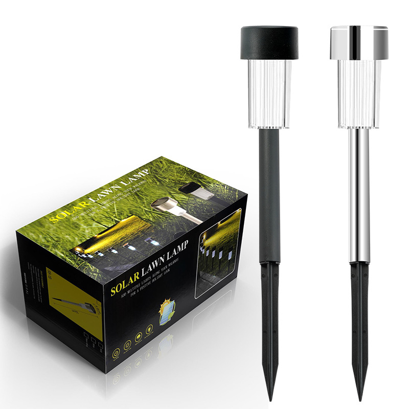 Cross-border solar stainless steel small tube lamp, outdoor waterproof courtyard ground insert lamp, garden landscape solar lawn lamp Item Picture