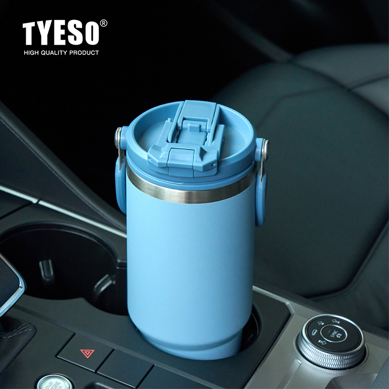 TYESO/ Taishuo stainless steel insulated cup, double-layer cold preservation portable ice cup, double-drinking car large-capacity water cup Specification image