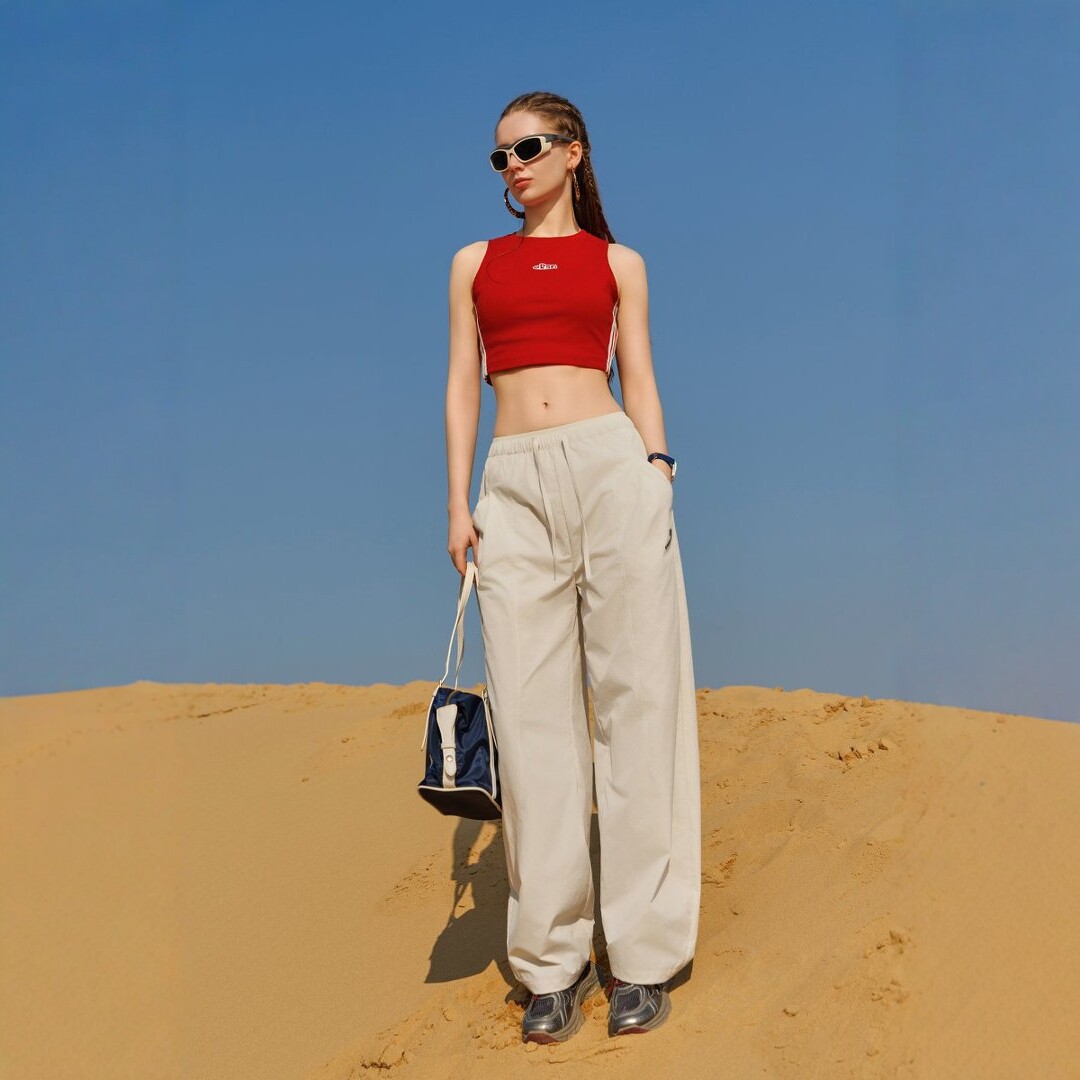 26 New style curved knife cocoon-shaped sickle retro cut high-density pure cotton mid-low waist loose drawstring casual pants for women 8035 Specification image