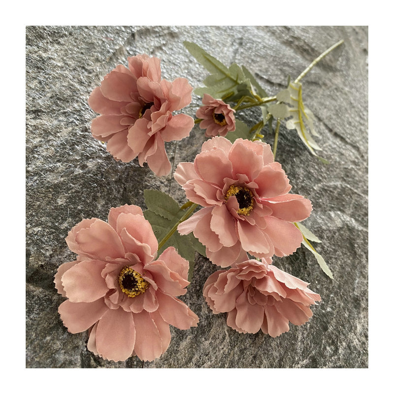 仿真花DIY发饰配件/假花/5朵塑膠花/仿真花/假花批发白底实物图
