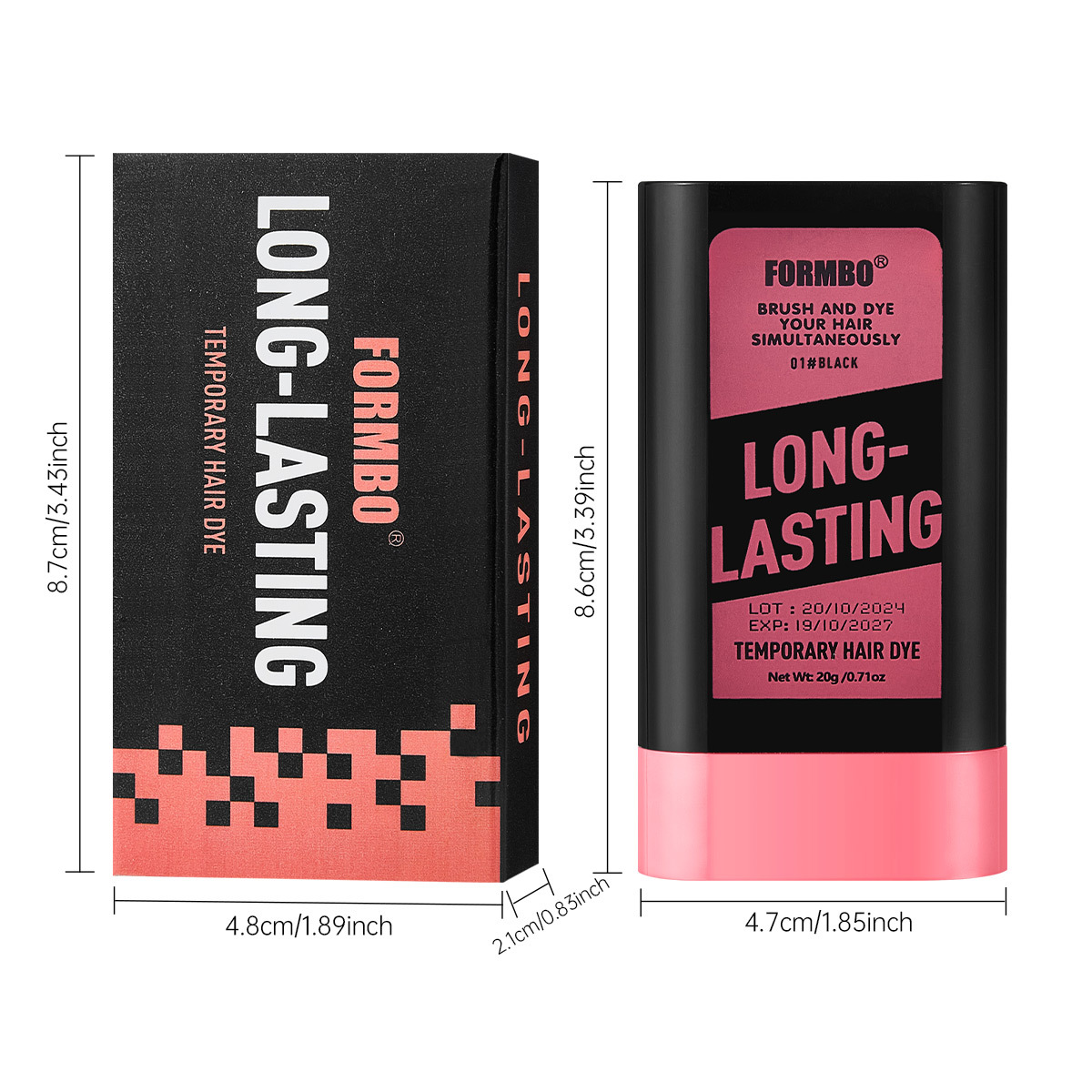 【跨境专供】FORMBO美发棒一次性染发剂应急遮盖白发梳染不伤发白底实物图